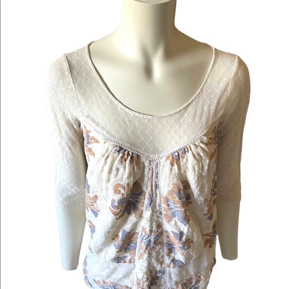 Anthropologie Meadow Rue Lace 3/4 Sleeve Top - Size Small - Picture 3 of 10